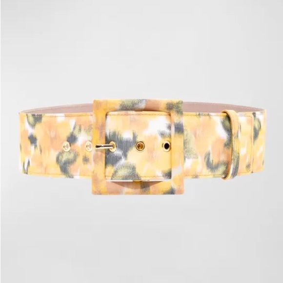 Carolina Herrera Blurry-Floral Square-Buckle Wide Belt main image 5